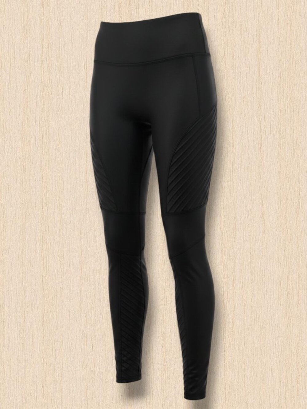 Spanx Faux Leather Moto Ribbed Shaping Leggings Black S 20136R